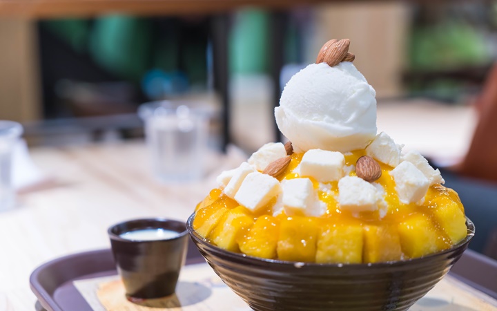 Bingsu,Mango,Cheese,-,Korean,Dessert